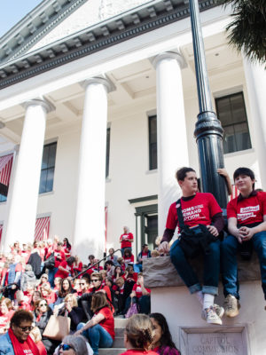 Volunteers gather at an Advocacy Day event
