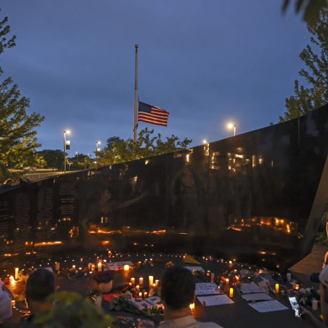 Vigil in downtown Highland Park
