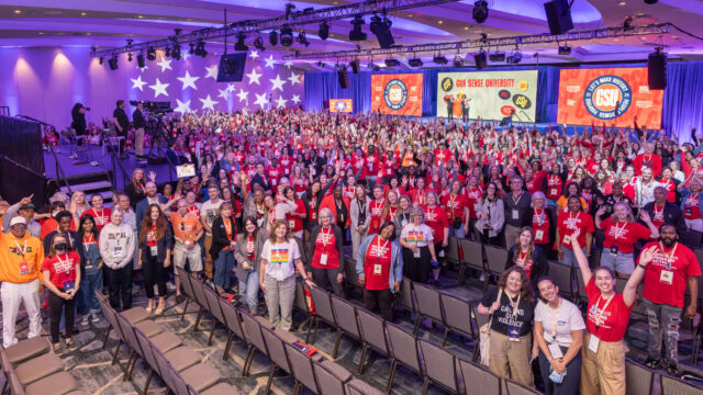 A group photo of gun safety movement volunteers and gun violence survivors at the Gun Sense University conference in Washington, D.C.