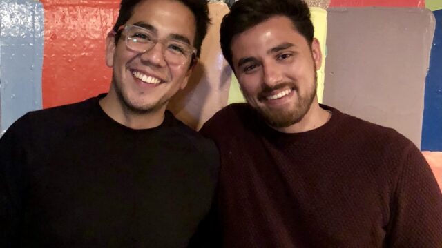 Vincent Perez and Shane Columbo smile together