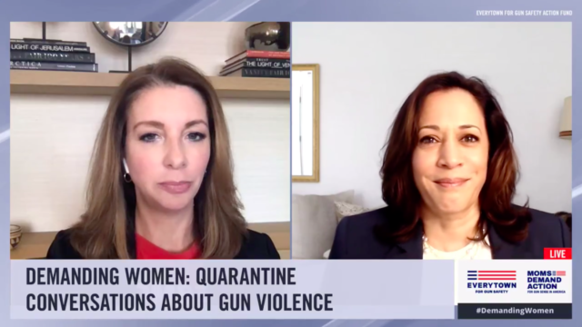 Senator Kamala Harris on a Facebook live with Shannon Watts