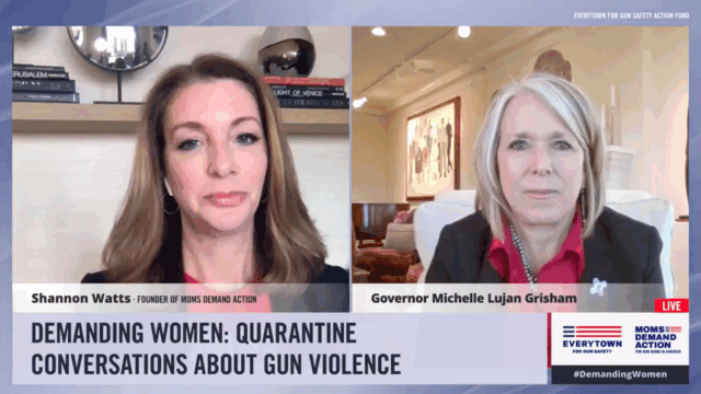 Governor Michelle Lujan Grisham in conversation with Shannon Watts on a live Demanding Women conversation.